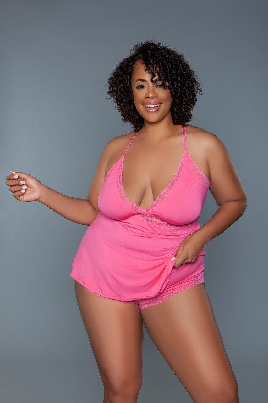 Geovan Eyelet Lace Lingerie Set Coral