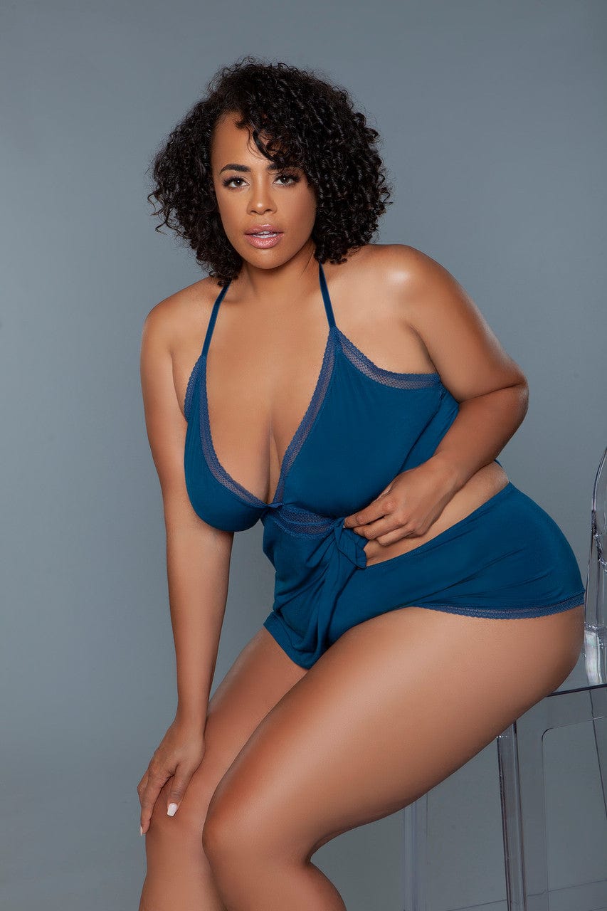 Geovan Eyelet Lace Lingerie Set Deep Royal