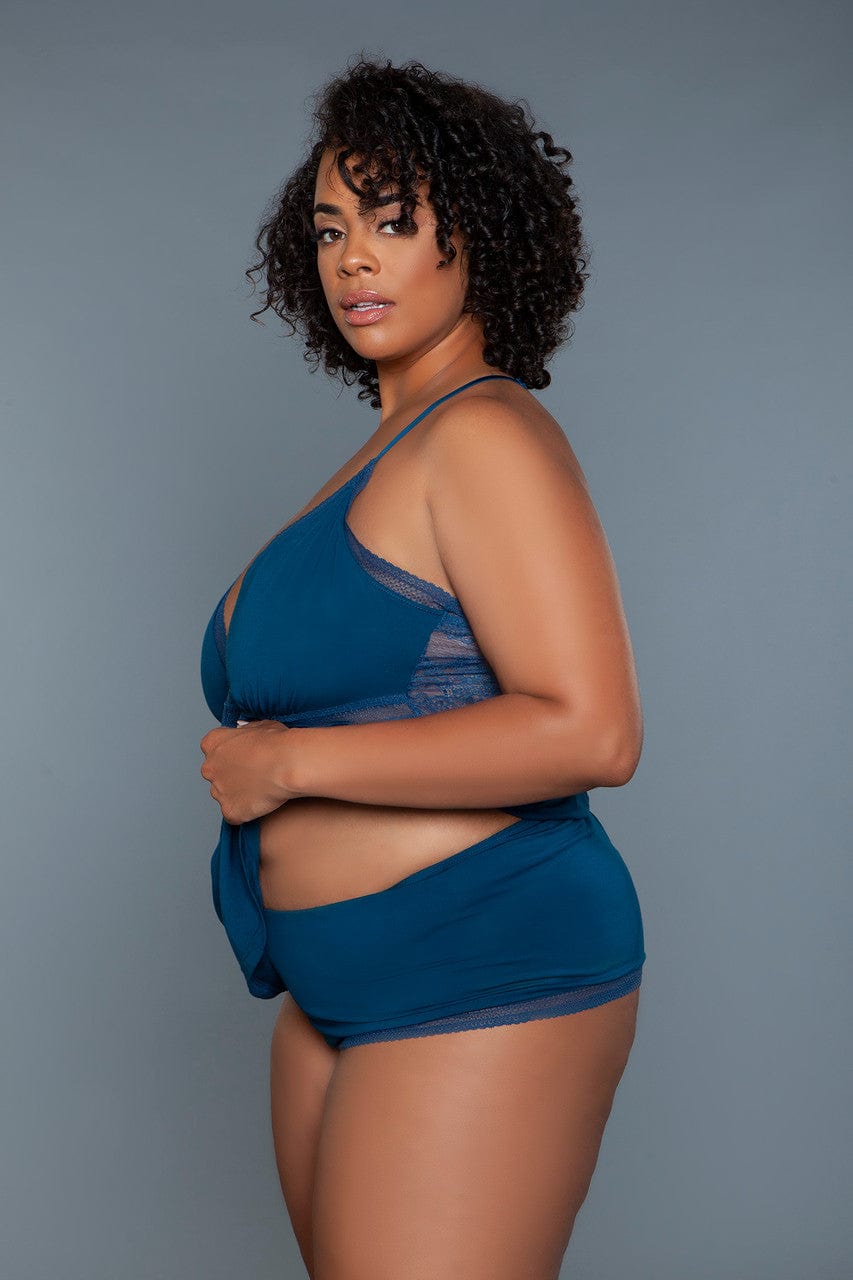 Geovan Eyelet Lace Lingerie Set Deep Royal