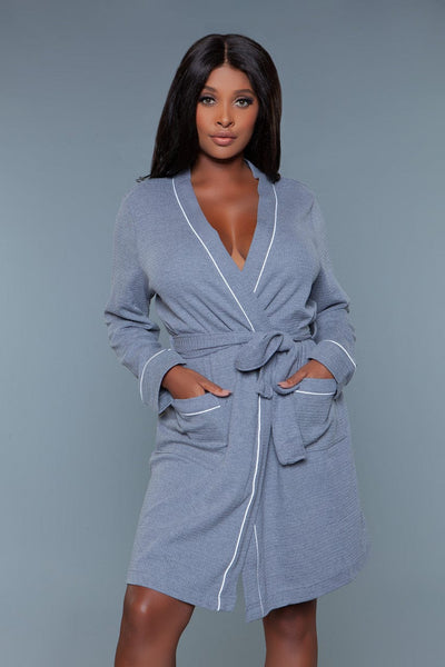 Geovan Waffle Self Tie Robe Grey