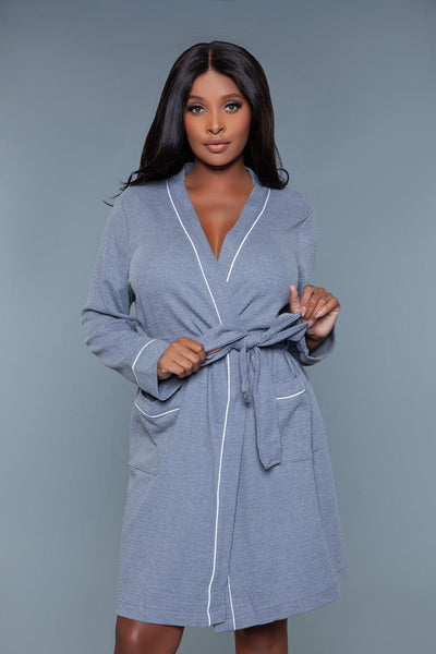 Geovan Waffle Self Tie Robe Grey