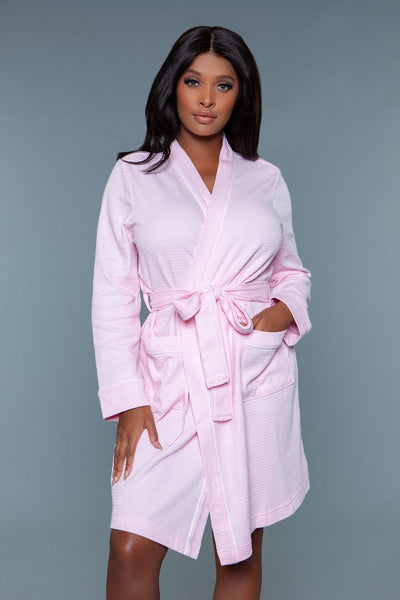 Geovan Waffle Self Tie Robe Light Pink