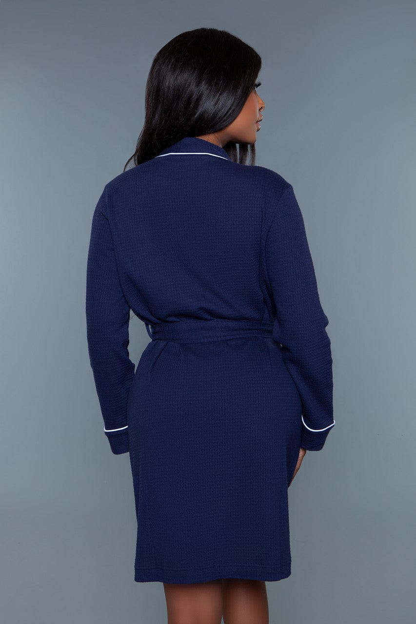 Geovan Waffle Self Tie Robe Navy