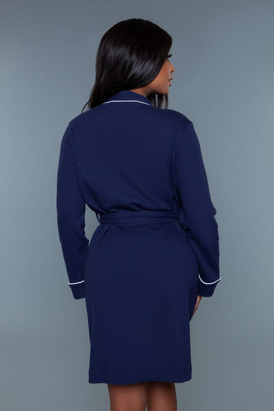 Geovan Waffle Self Tie Robe Navy