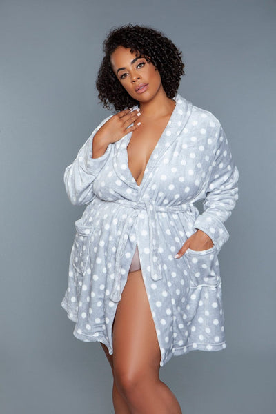 Geovan Plush Robe Grey White