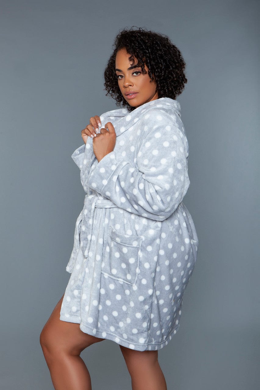Geovan Plush Robe Grey White