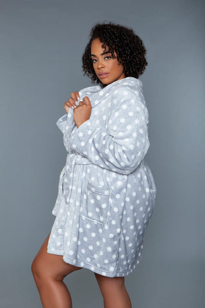 Geovan Plush Robe Grey White