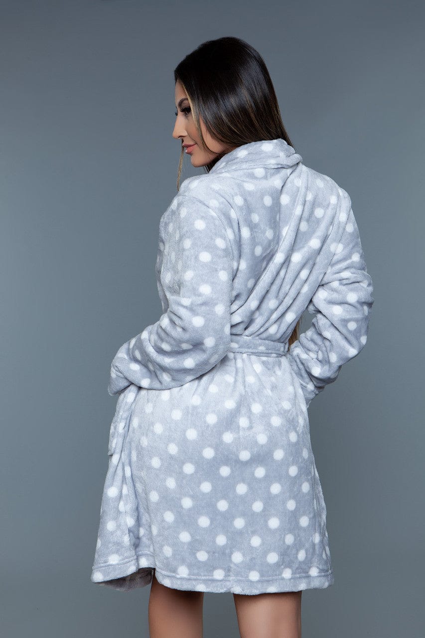 Geovan Plush Robe Grey White