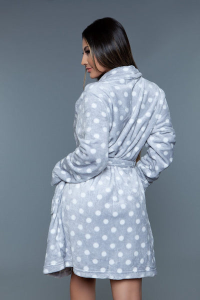 Geovan Plush Robe Grey White